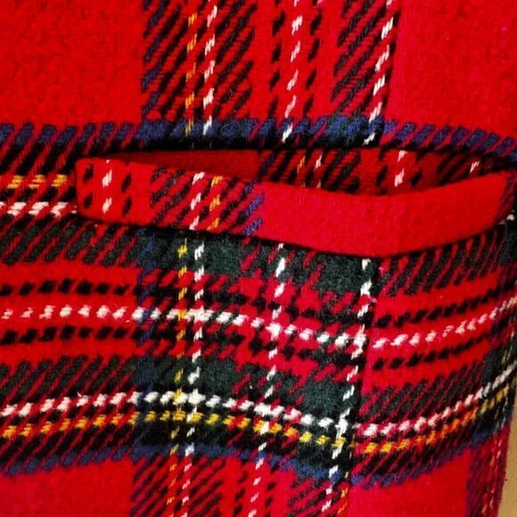 English Factory Tartan Plaid Long Sleeve Single Button Blazer Red Women's SZ S - Picture 9 of 13